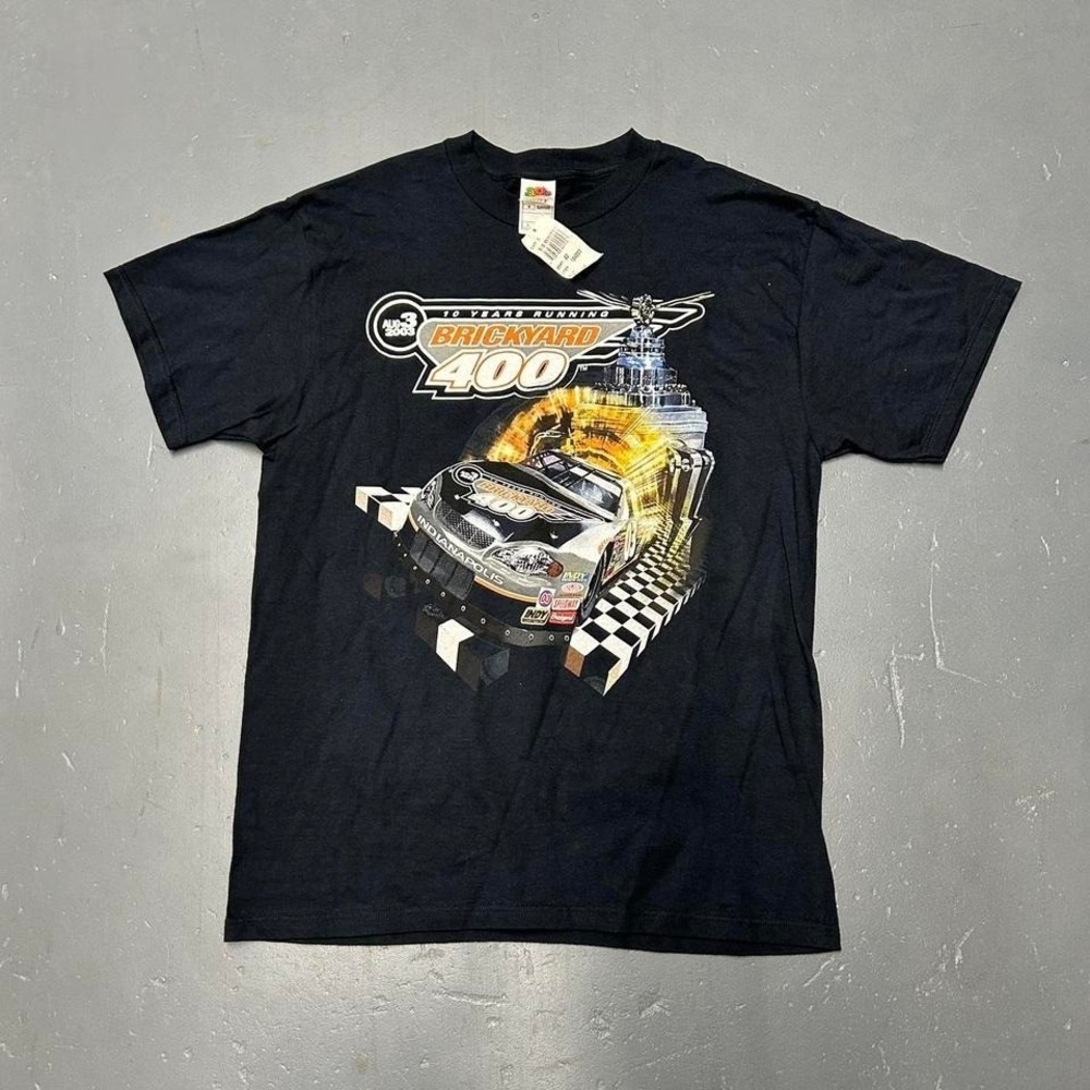 Vintage y2k 2003 NASCAR brickyard 400 big print graphic tee tshirt NWT